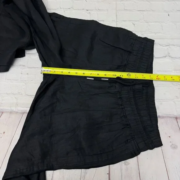 NWT Quince Women 100% Linen Wide Leg Pants Size Large Black D039 -2 - Picture 6 of 16